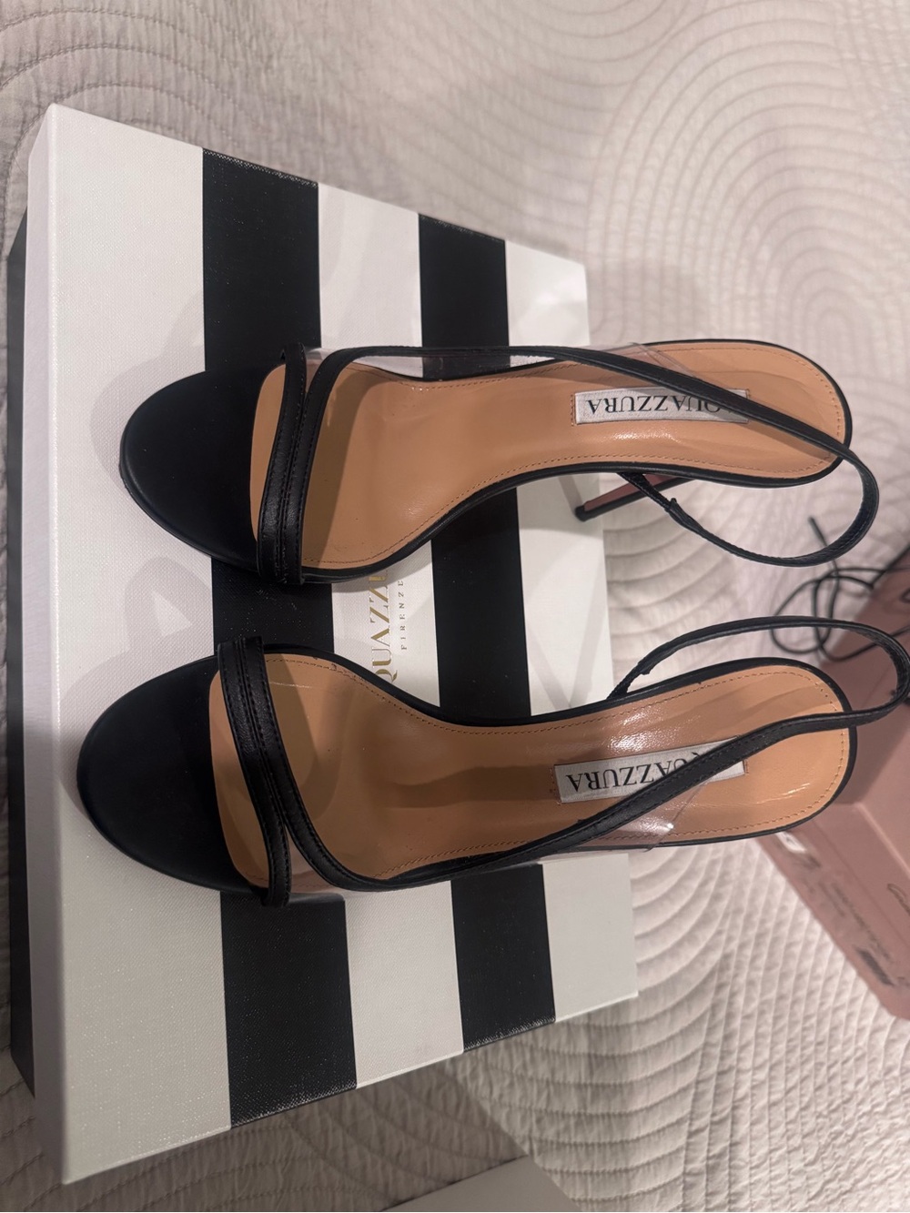 Aquazzura Black Leather Thong Sandals with Gold Pineapple Accent